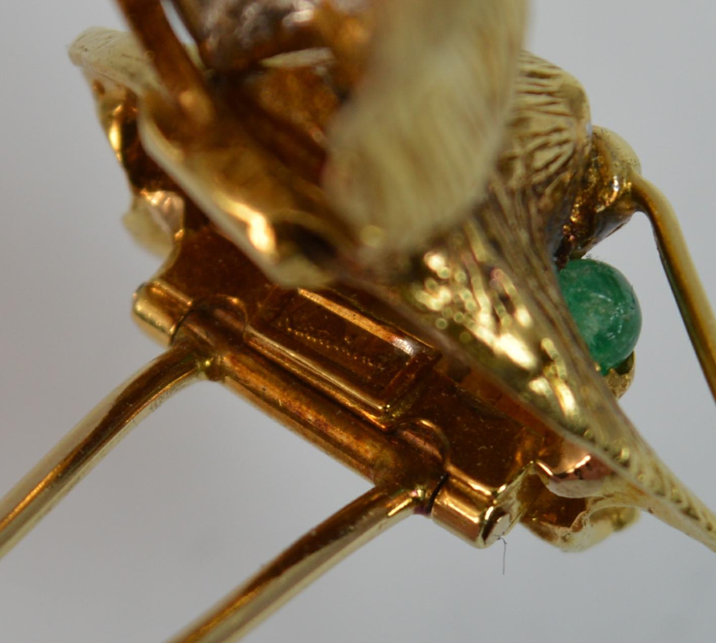 Kutchinsky 18 Carat Gold Diamond Emerald Cat Brooch 7