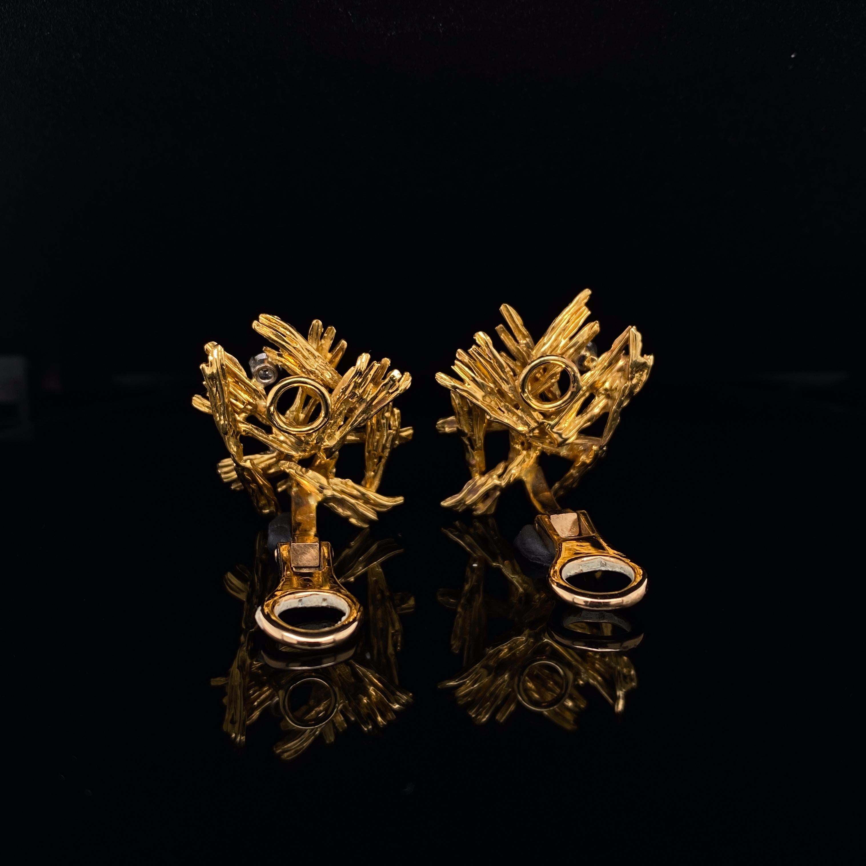 Brilliant Cut Kutchinsky 18 Karat Yellow Gold Diamond Clip Earrings