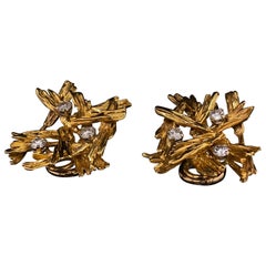 Kutchinsky 18 Karat Yellow Gold Diamond Clip Earrings