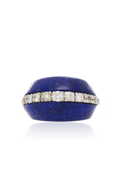 Kutchinsky 18 Karat Yellow Gold Lapis and Diamond Ring