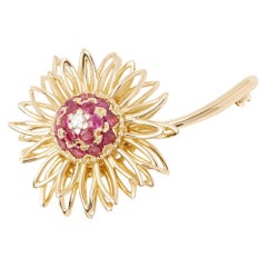 Kutchinsky 18 Karat Yellow Gold Ruby and Diamond Vintage Brooch
