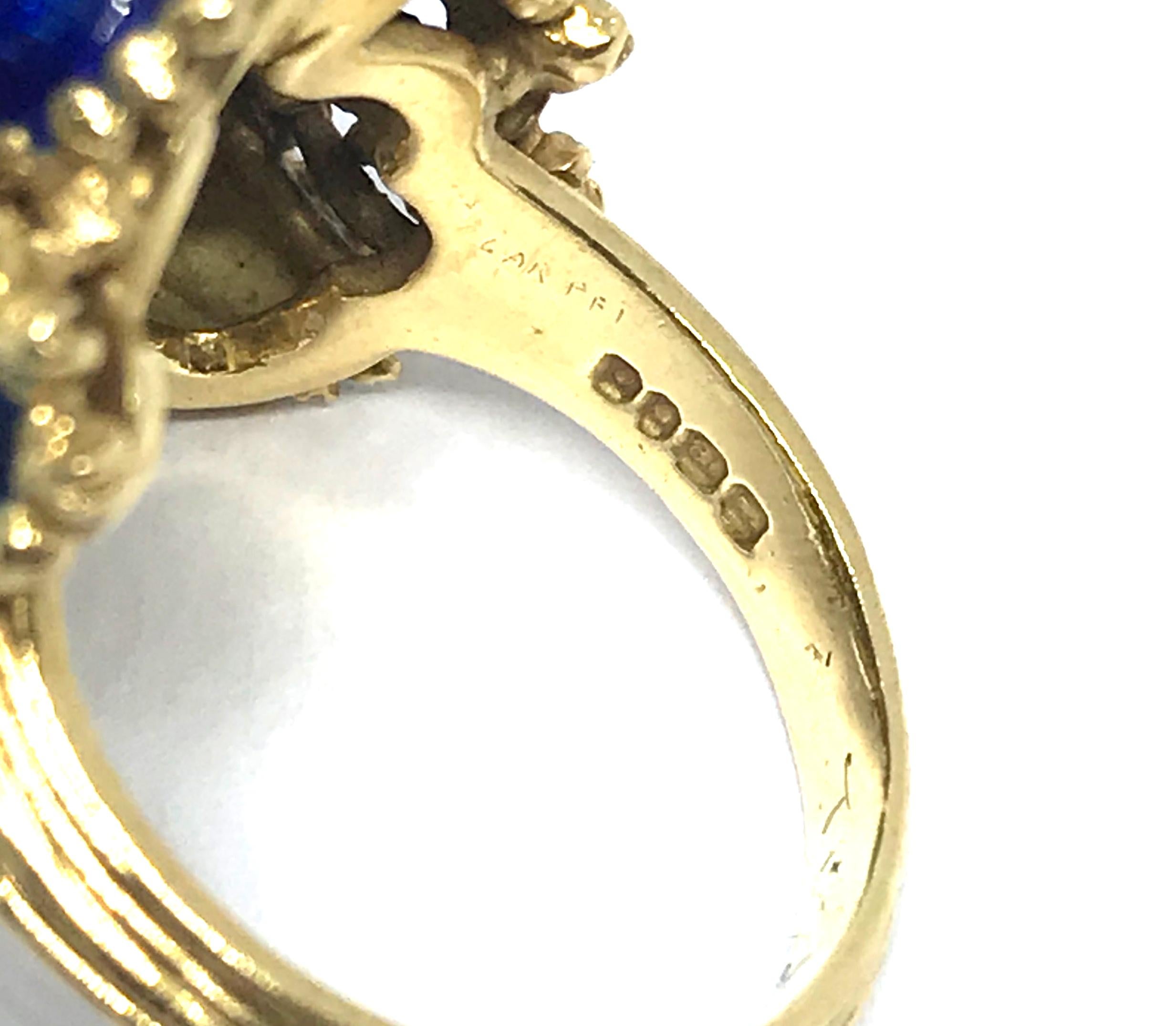 Women's or Men's Kutchinsky 18 Karat Yellow Gold with White Diamond Enamel Ring For Sale
