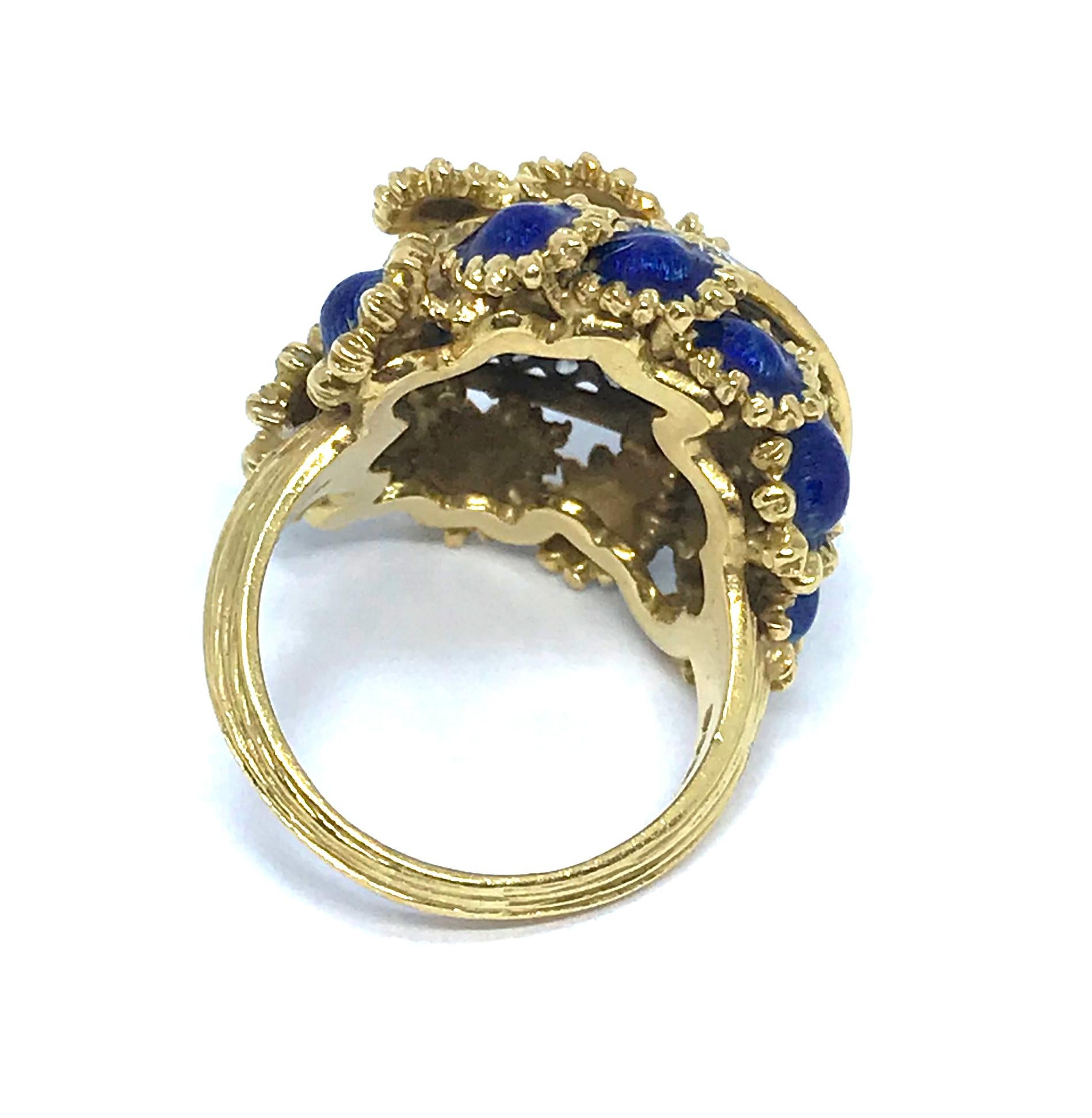 Kutchinsky 18 Karat Yellow Gold with White Diamond Enamel Ring For Sale 2