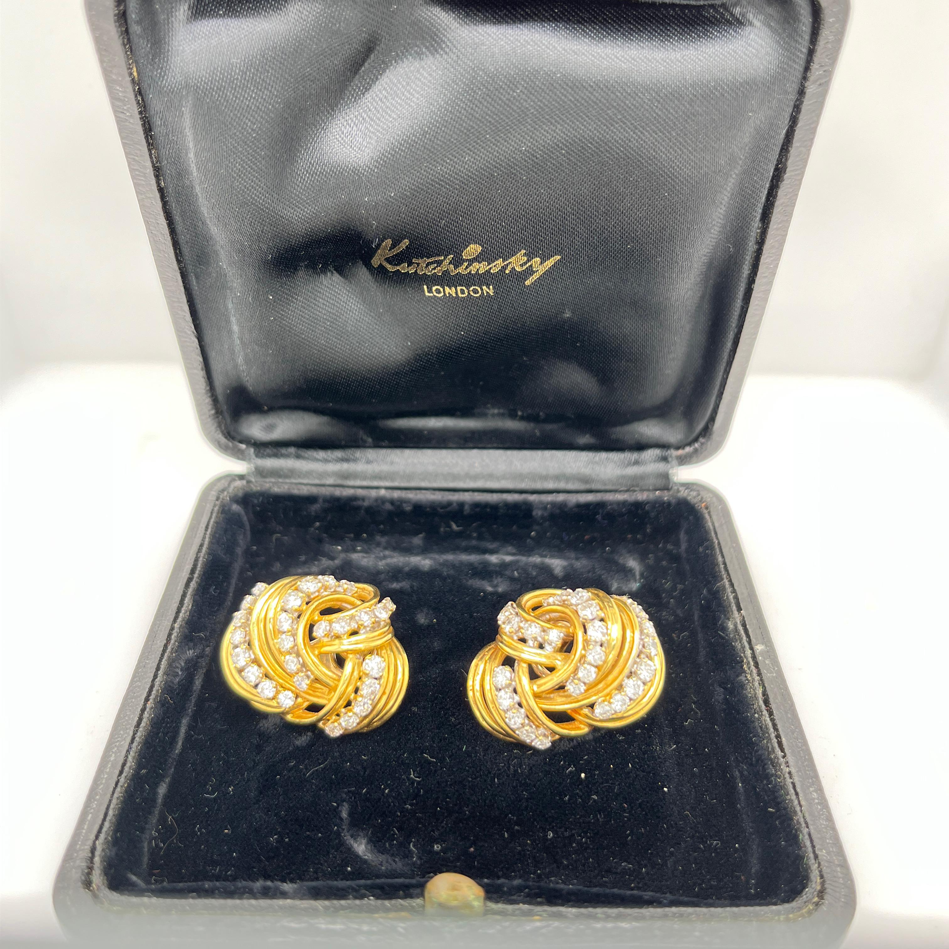 Kutchinsky 18ct Yellow Gold Diamond Cluster Clip-On Earrings en venta 6