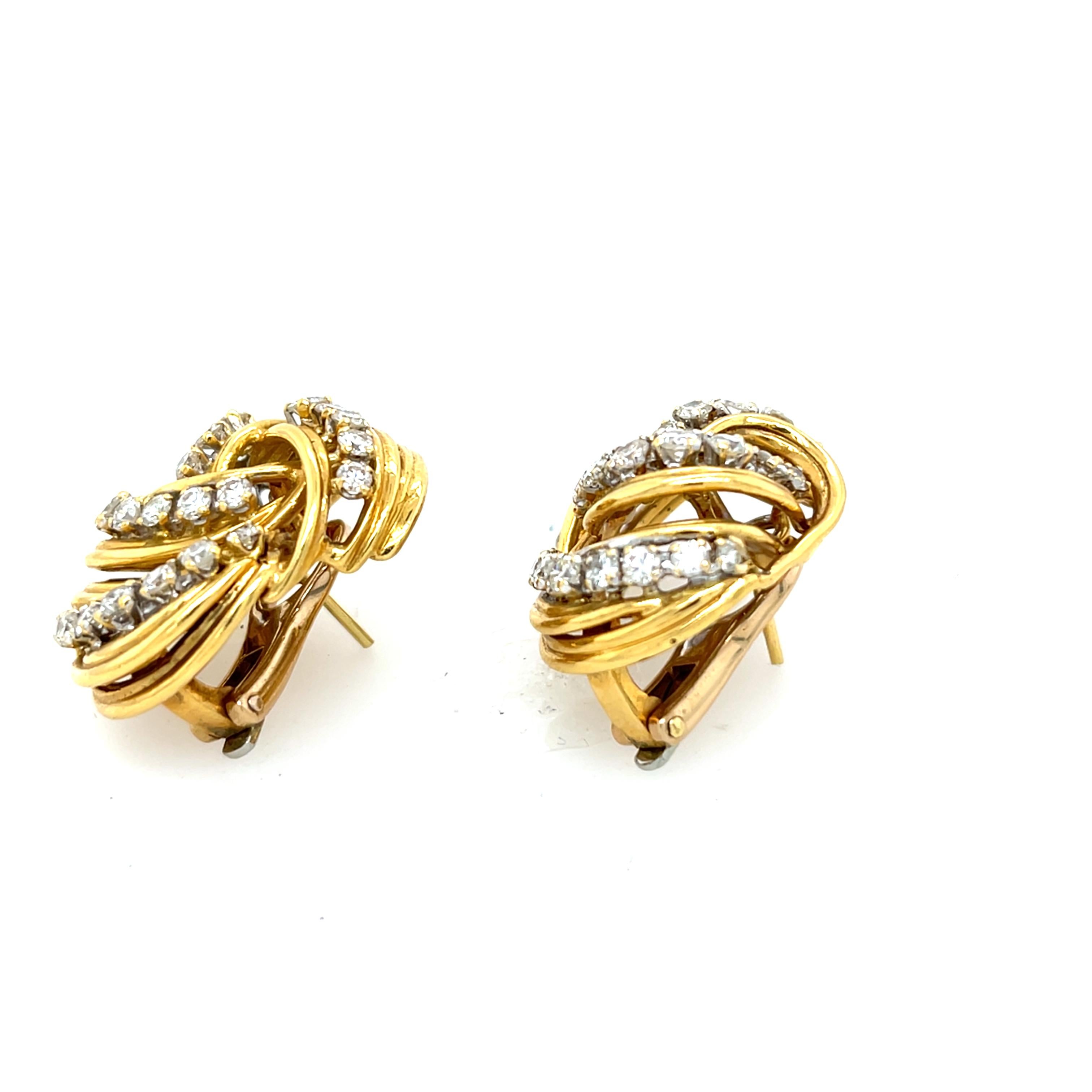 Kutchinsky 18ct Yellow Gold Diamond Cluster Clip-On Earrings en venta 7