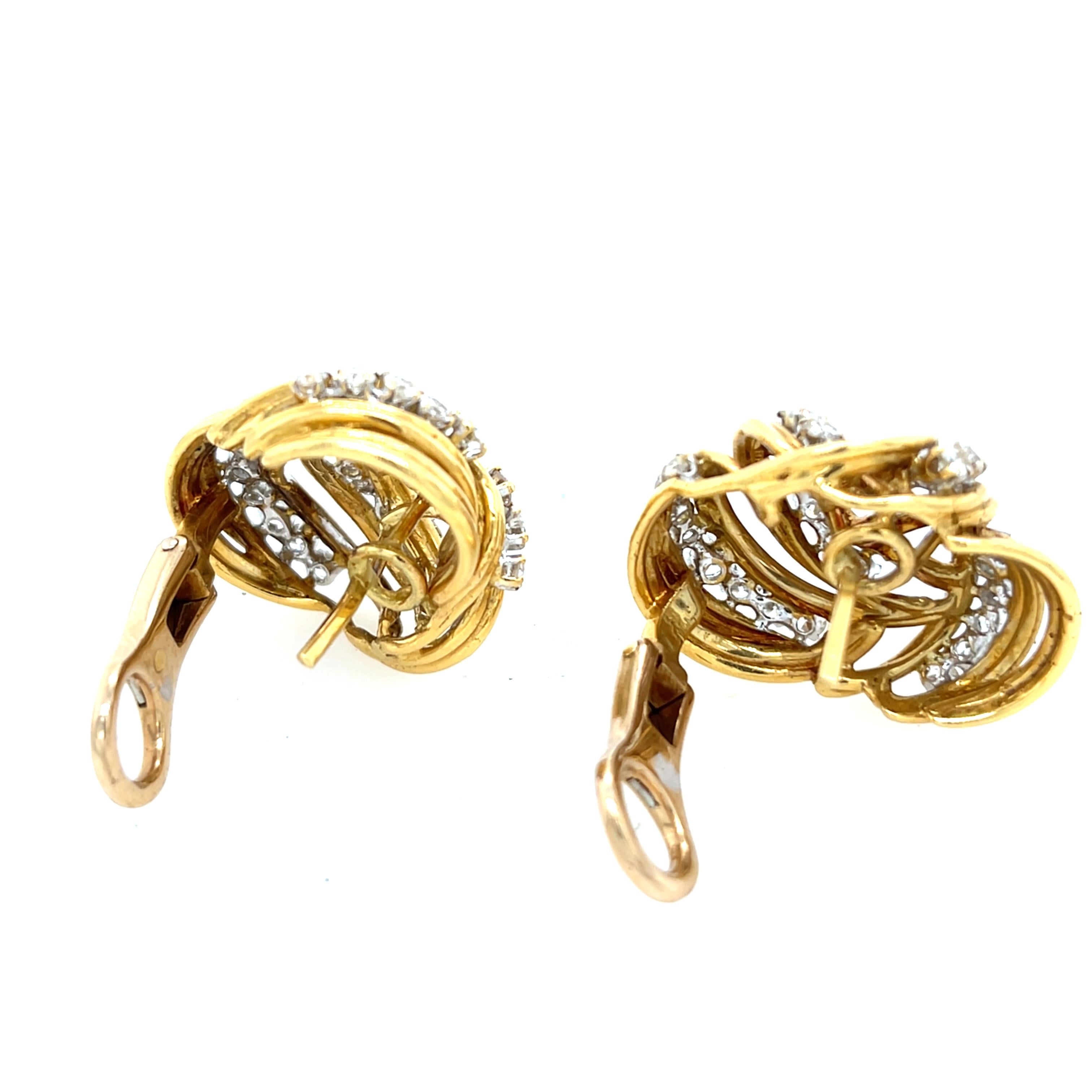 Kutchinsky 18ct Yellow Gold Diamond Cluster Clip-On Earrings en venta 8