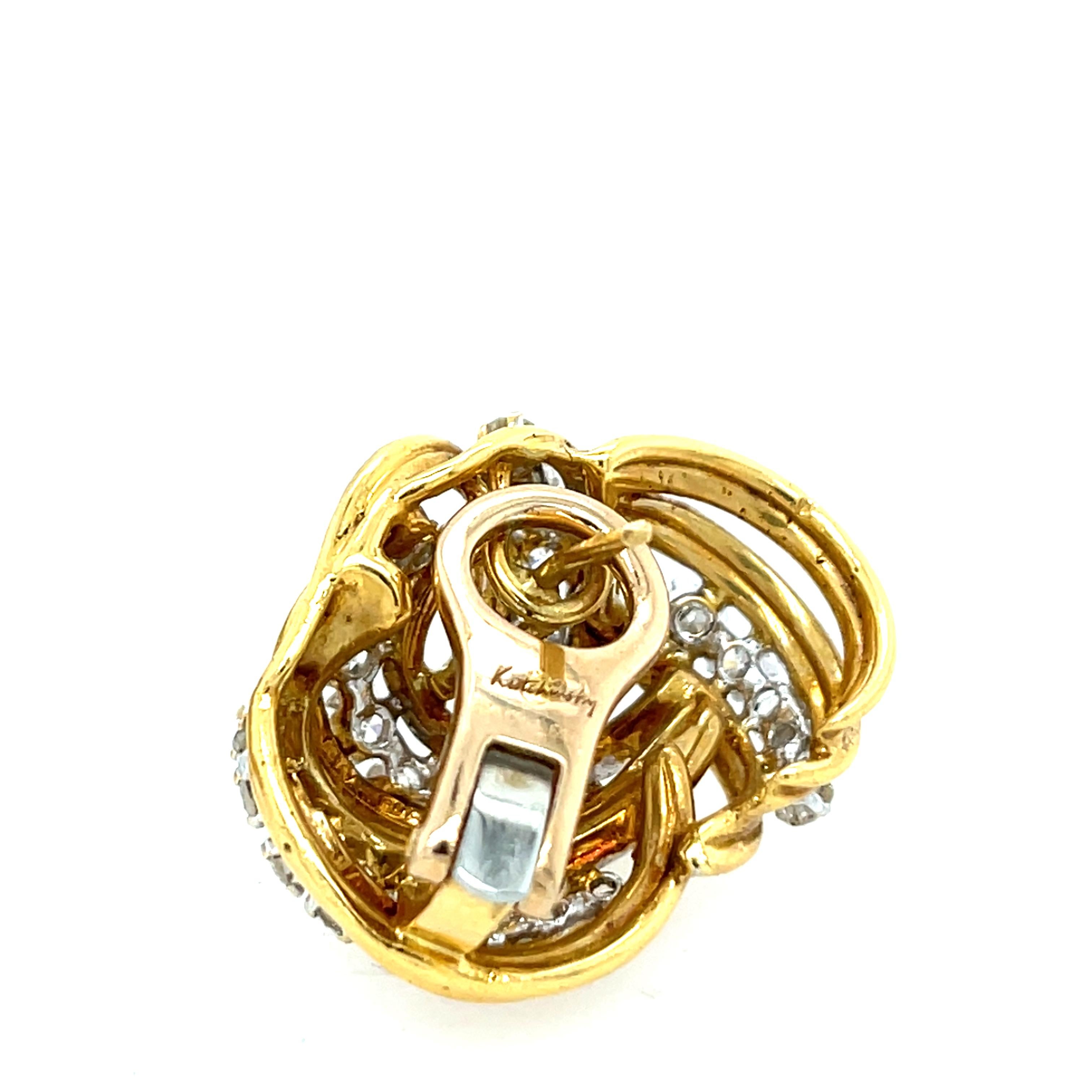 Kutchinsky 18ct Yellow Gold Diamond Cluster Clip-On Earrings en venta 9