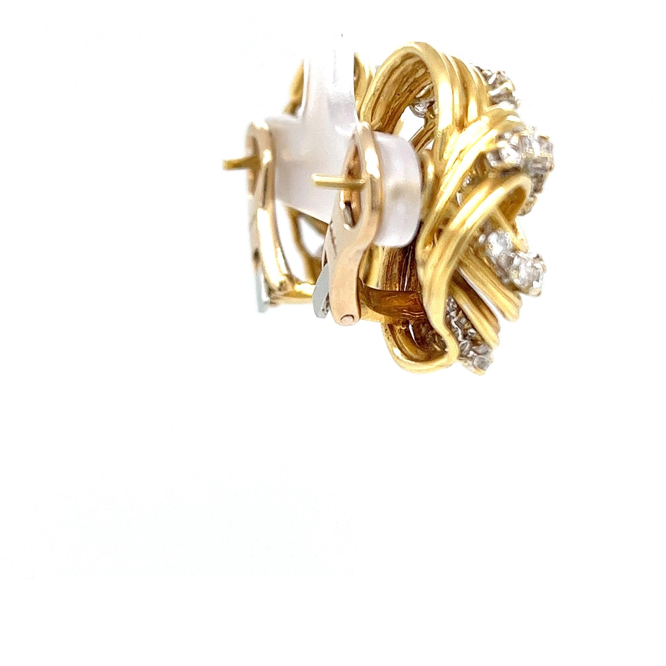 Kutchinsky 18ct Yellow Gold Diamond Cluster Clip-On Earrings en Excelente estado para la venta en London, GB