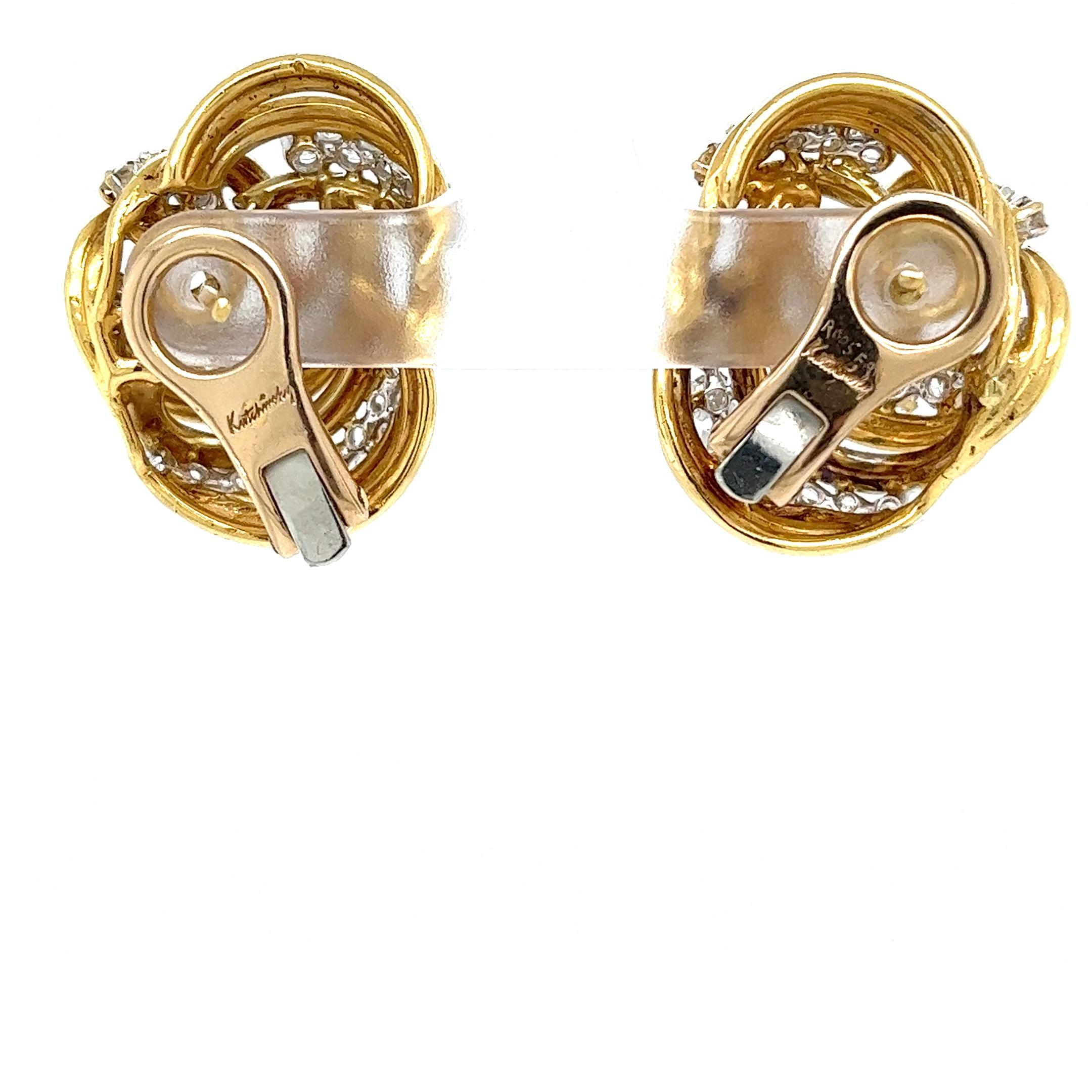 De las mujeres Kutchinsky 18ct Yellow Gold Diamond Cluster Clip-On Earrings en venta