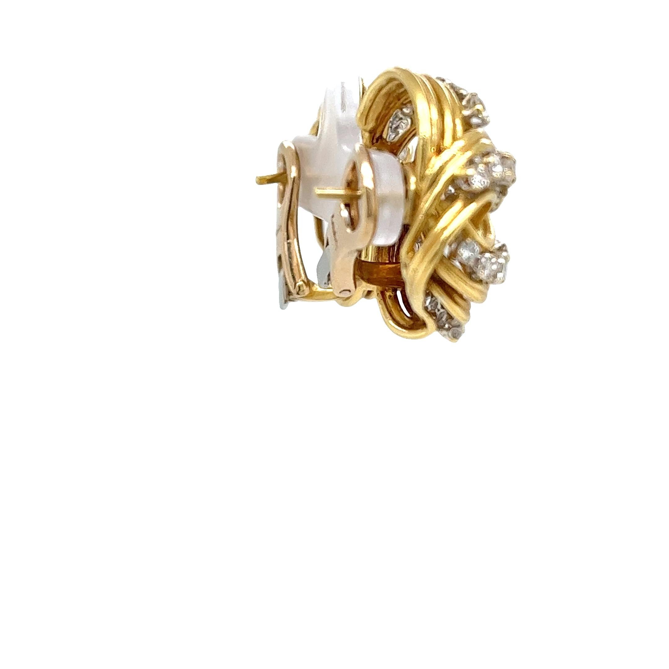 Kutchinsky 18ct Yellow Gold Diamond Cluster Clip-On Earrings en venta 2