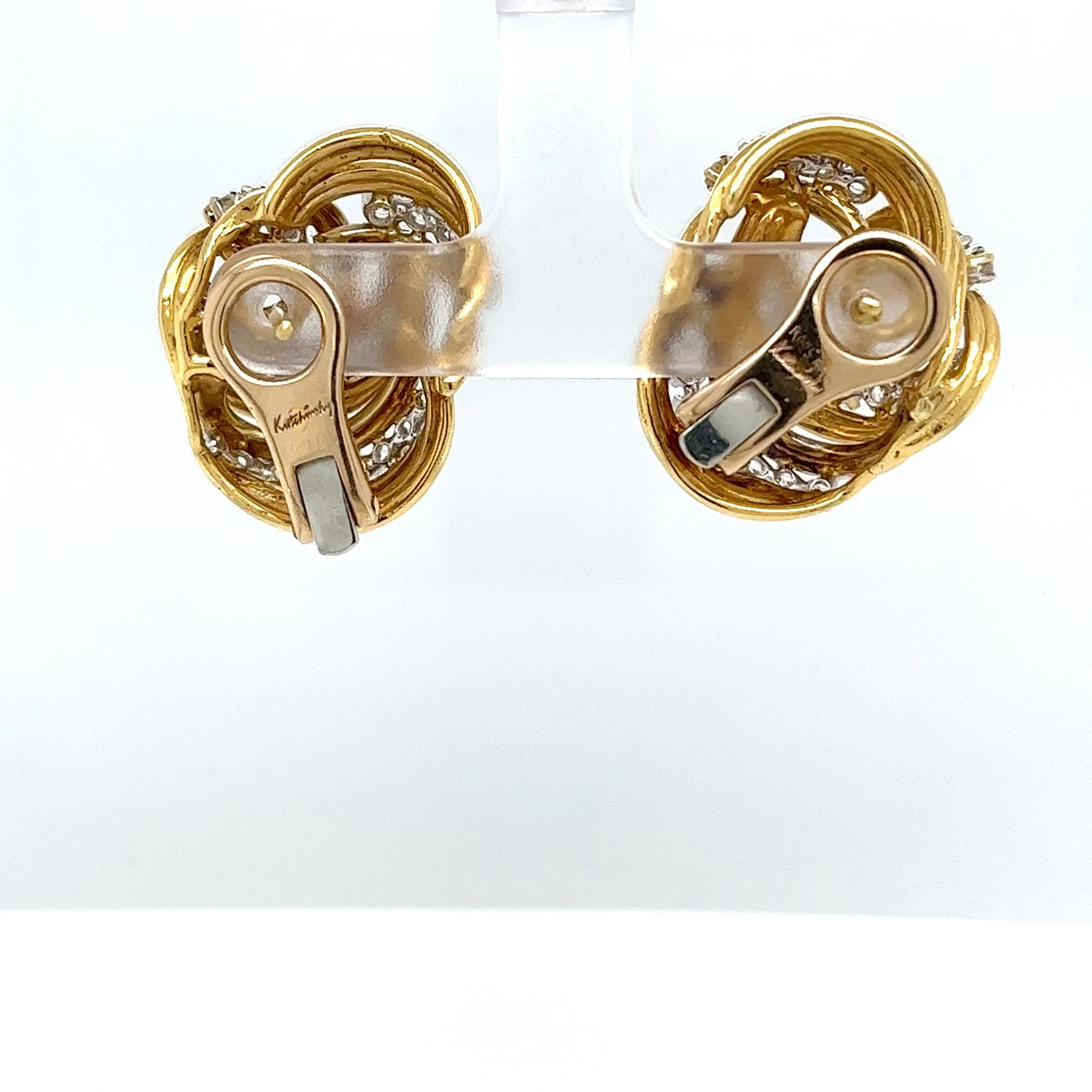 Kutchinsky 18ct Yellow Gold Diamond Cluster Clip-On Earrings en venta 3
