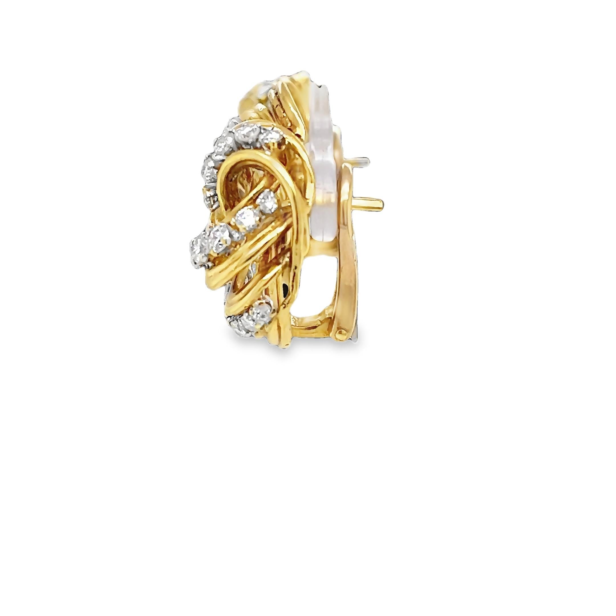 Kutchinsky 18ct Yellow Gold Diamond Cluster Clip-On Earrings en venta 4