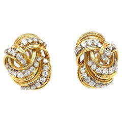 Kutchinsky 18ct Yellow Gold Diamond Cluster Clip-On Earrings