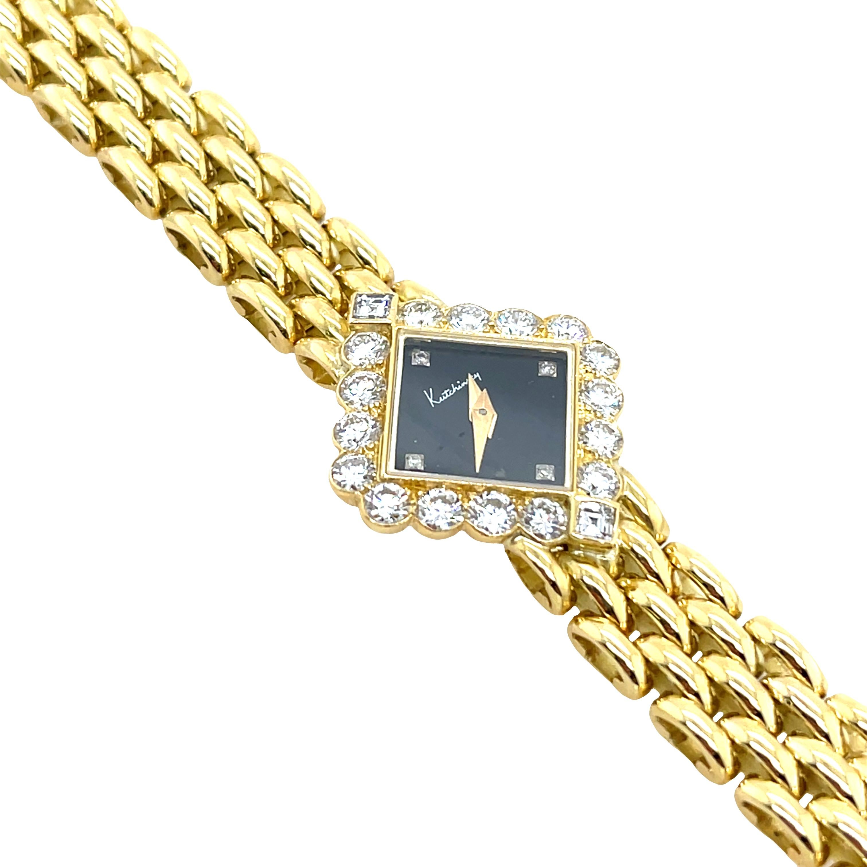 Women's or Men's Kutchinsky 18ct Yellow Gold Diamond Watch – Rare Vintage Timepiece For Sale