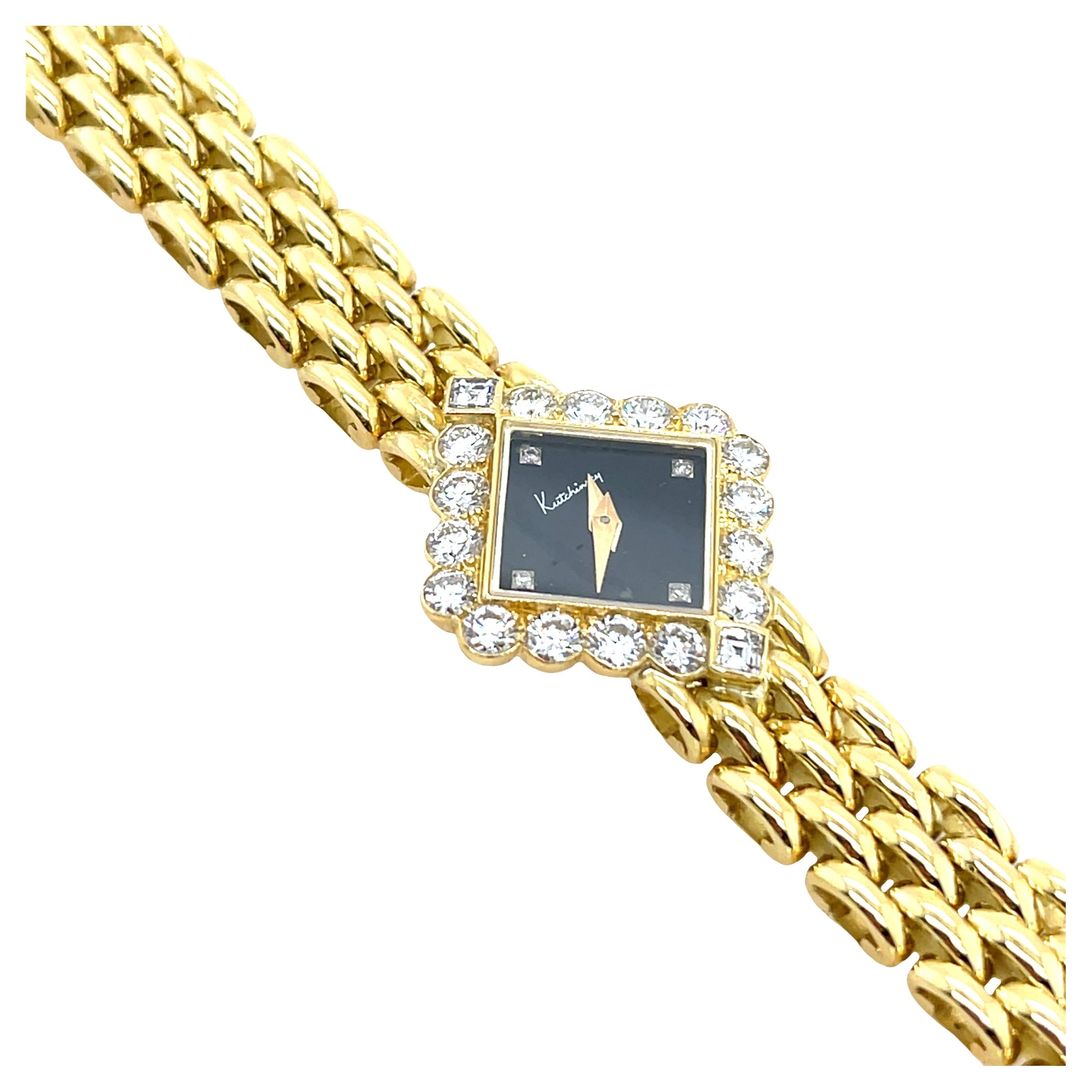 Kutchinsky 18ct Yellow Gold Diamond Watch – Rare Vintage Timepiece For Sale