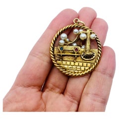 Kutchinsky Pendentif or 18k Perle Pierres précieuses