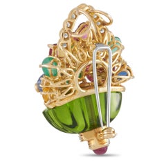 Kutchinsky 18 Karat Gold 0.75 Carat Diamond, Peridot, Turquoise, Ruby, Sapphire