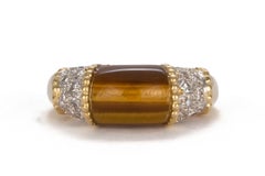 Kutchinsky 18 Karat Yellow Gold Tiger's Eye and Diamond Fashion Ring