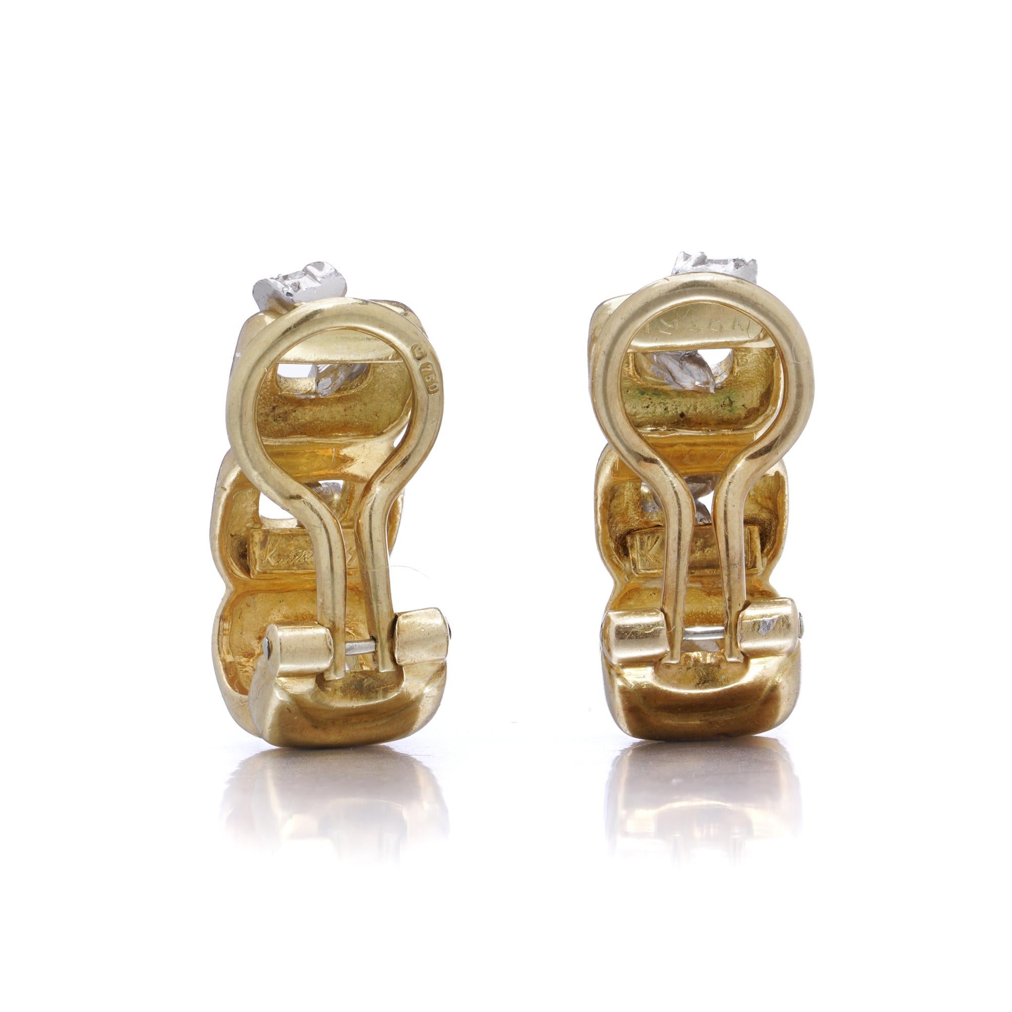 Boucles d'oreilles à clip en or 18 ct et diamants, 1970 Bon état - En vente à Braintree, GB