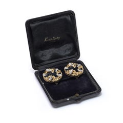 Kutchinsky 18KT Gold Onyx & Diamond Clip-On Earrings, Circa 1970s