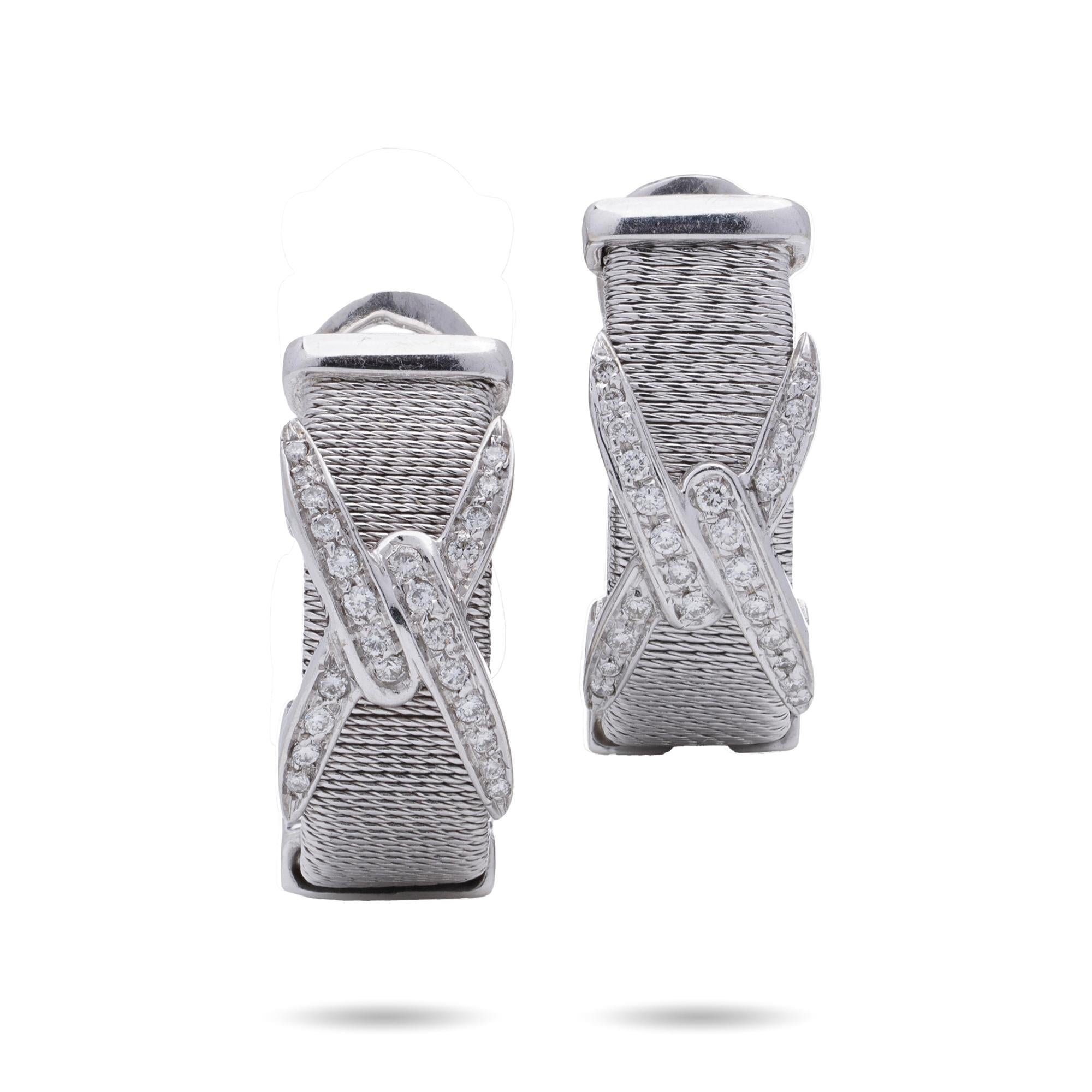 Kutchinsky 18kt White Gold Diamond Clip-On Earrings For Sale 1