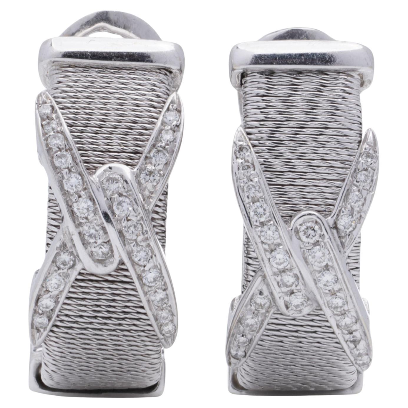 Pendientes de clip con diamantes de oro blanco de 18 quilates Kutchinsky