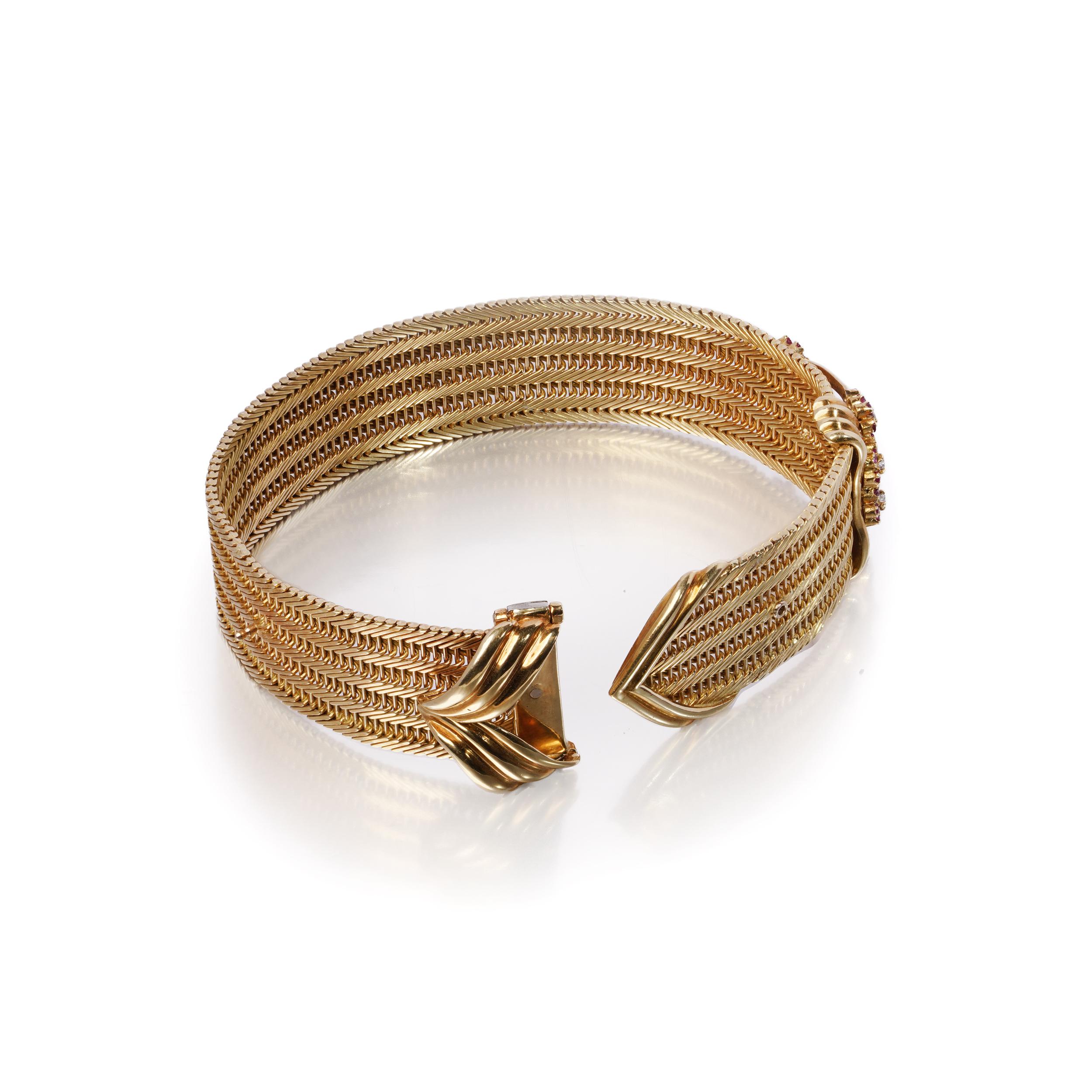 Bracciale da cintura Kutchinsky in oro giallo 18kt, rubini e diamanti, Londra, 1961 in vendita 6