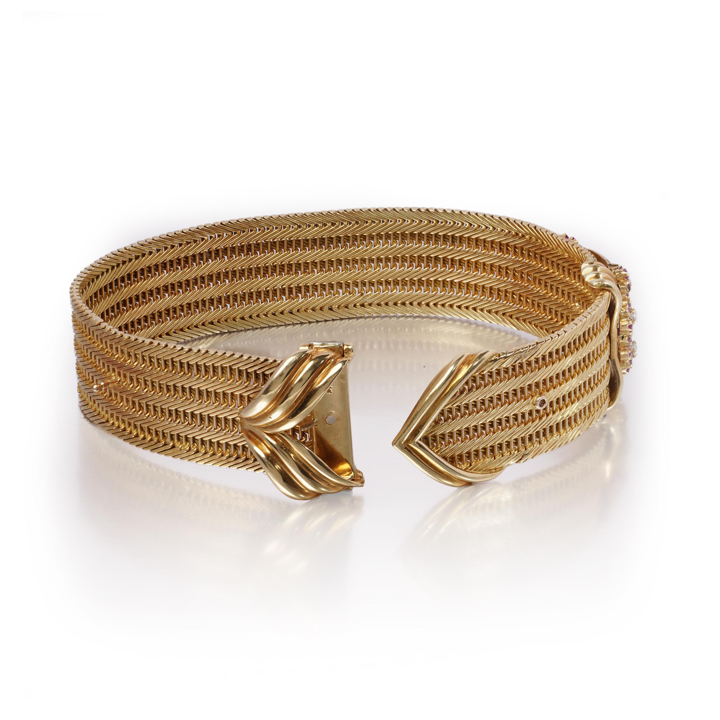Bracciale da cintura Kutchinsky in oro giallo 18kt, rubini e diamanti, Londra, 1961 in vendita 7