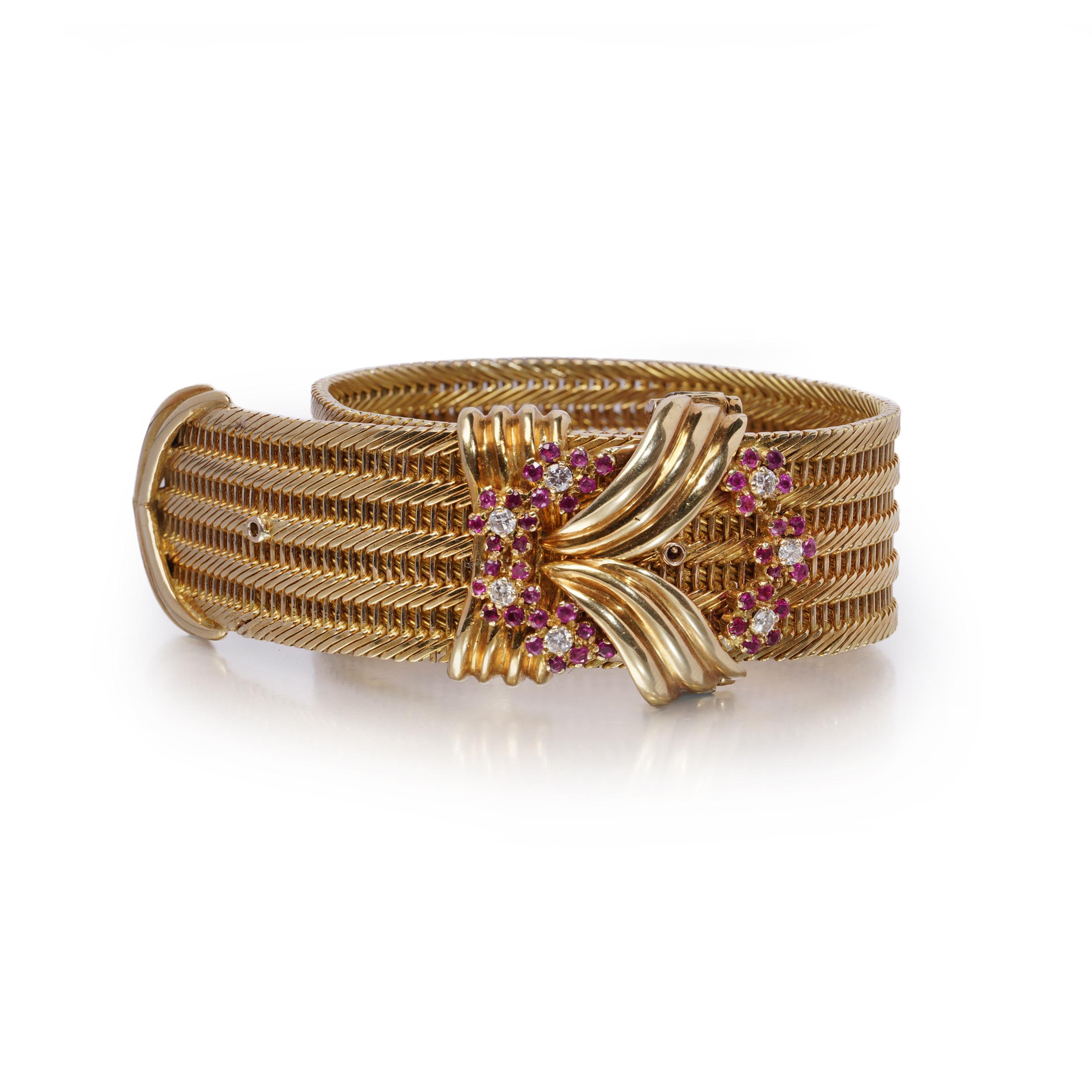 Bracciale da cintura Kutchinsky in oro giallo 18kt, rubini e diamanti, Londra, 1961 in vendita 10