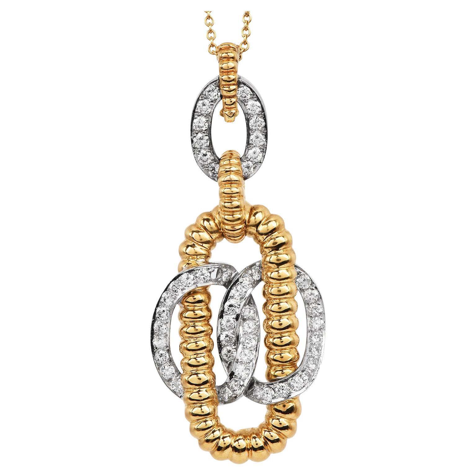 Kutchinsky 1970 London Interlocking Diamond Pendant – 18K Gold & Platinum