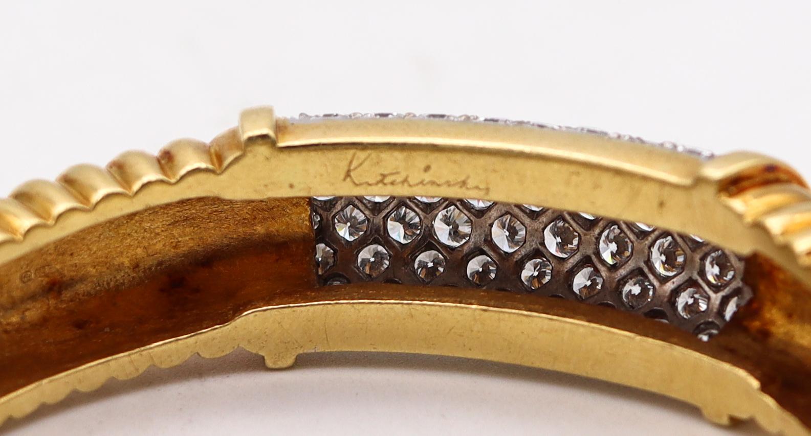 Kutchinsky 1972 London Bangle Cuff 18Kt Gold and Platinum with 7.56 Ctw Diamonds 2