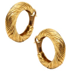Used KUTCHINSKY 1972 London Extra Large Twisted Hoop Earrings In 18Kt Yellow Gold