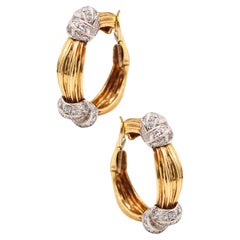 KUTCHINSKY 1974 London Large Hoop Earrings In 18Kt Gold & VS Diamonds