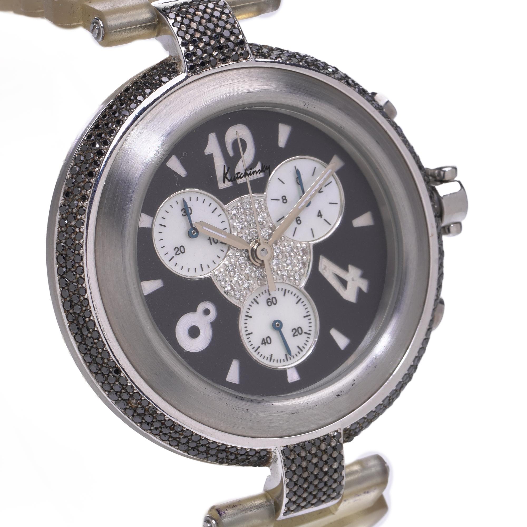 Taille ronde Montre chronographe Kutchinsky à diamants noirs en vente