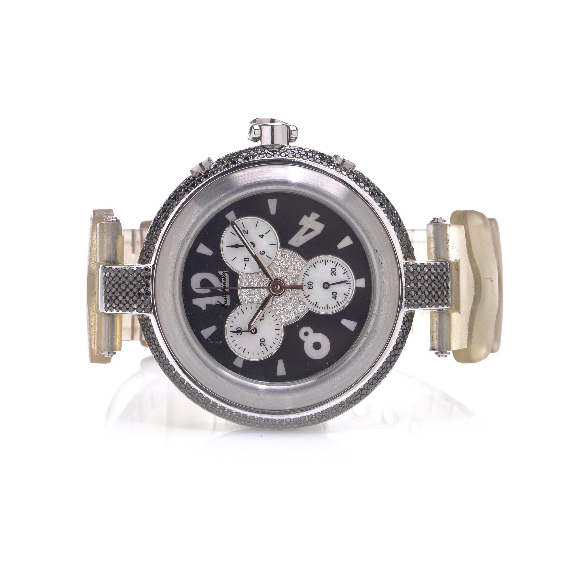 Montre chronographe Kutchinsky à diamants noirs Unisexe en vente
