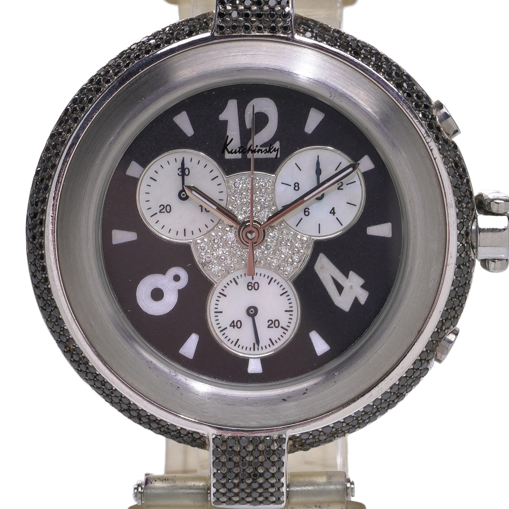 Montre chronographe Kutchinsky à diamants noirs en vente 1