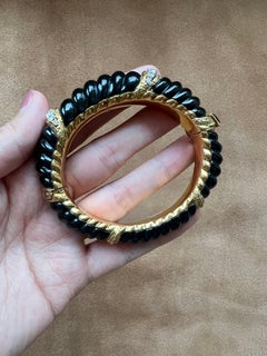 Kutchinsky Black Onyx and Diamond Gold Bracelet, 1960s