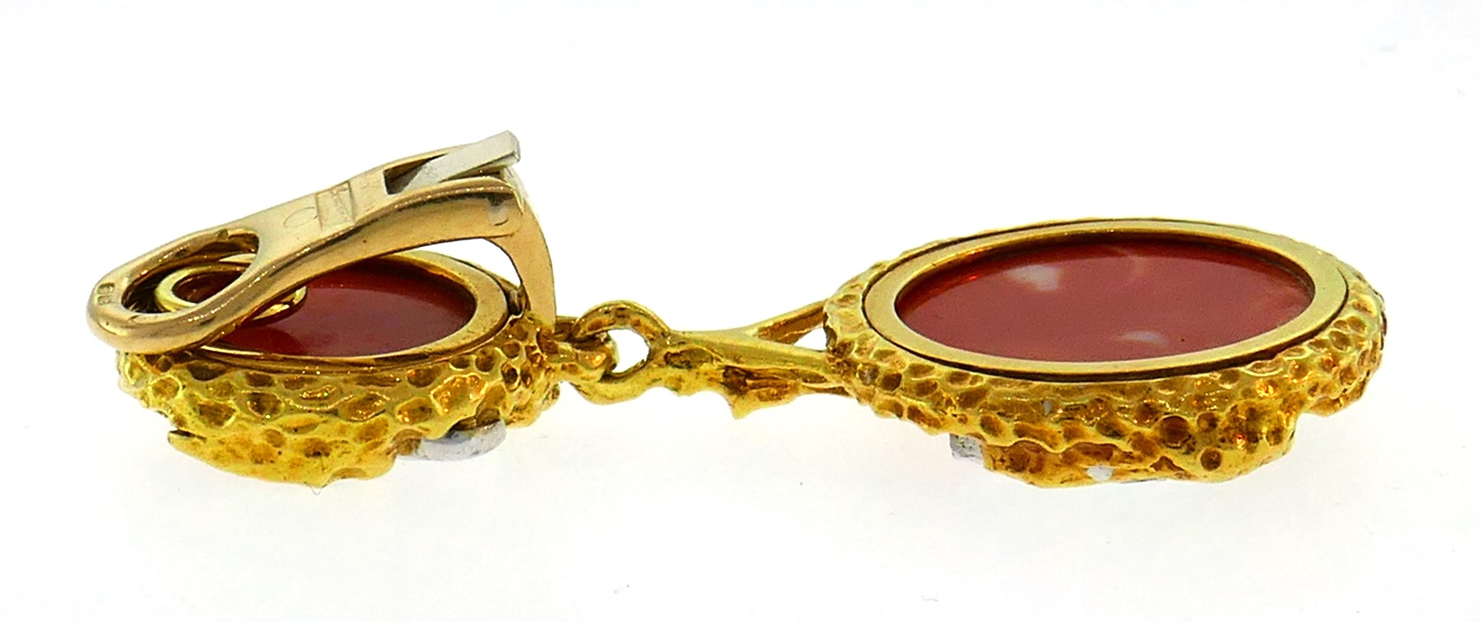 Kutchinsky Coral Diamond Gold Pendant Earrings Set 1