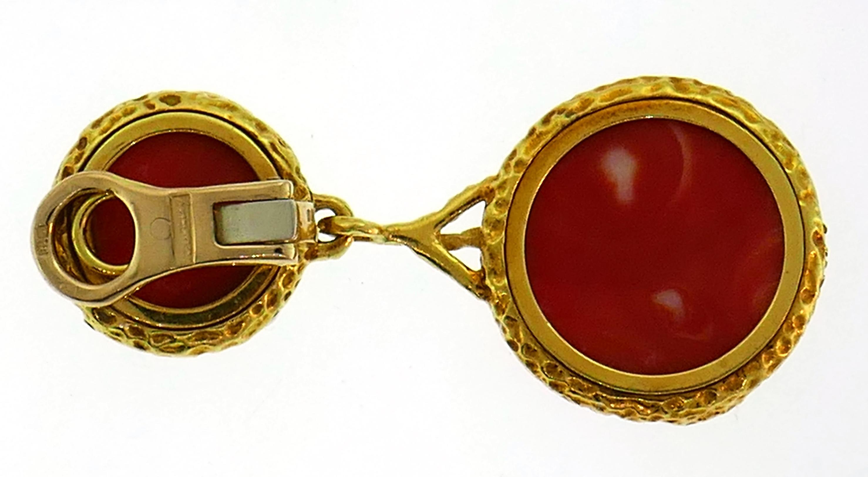 Kutchinsky Coral Diamond Gold Pendant Earrings Set 2