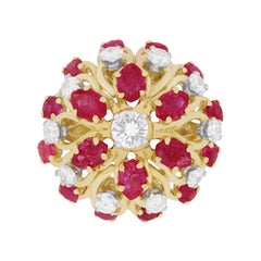 Kutchinsky Diamond and Ruby Cluster Ring, circa 1960s