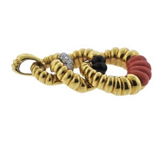 Kutchinsky Diamond Coral Onyx Gold Pendant