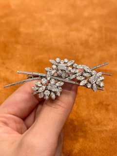 Kutchinsky Diamond Floral Spray Brooch in Platinum, 12 Carats with Cert.