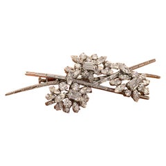 Kutchinsky Diamond Floral Spray Brooch in Platinum, 12 Carats with Cert.