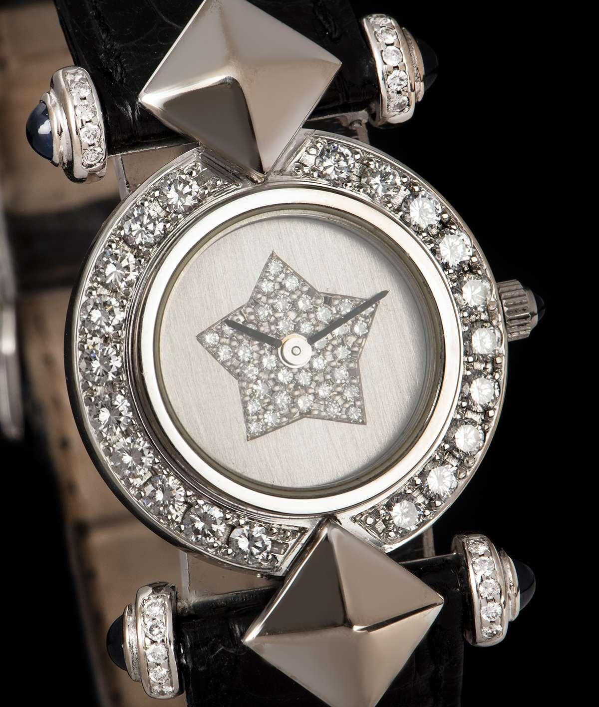 Round Cut Kutchinsky Dress Watch Ladies White Gold Silver Dial Diamond Set Quartz Watch