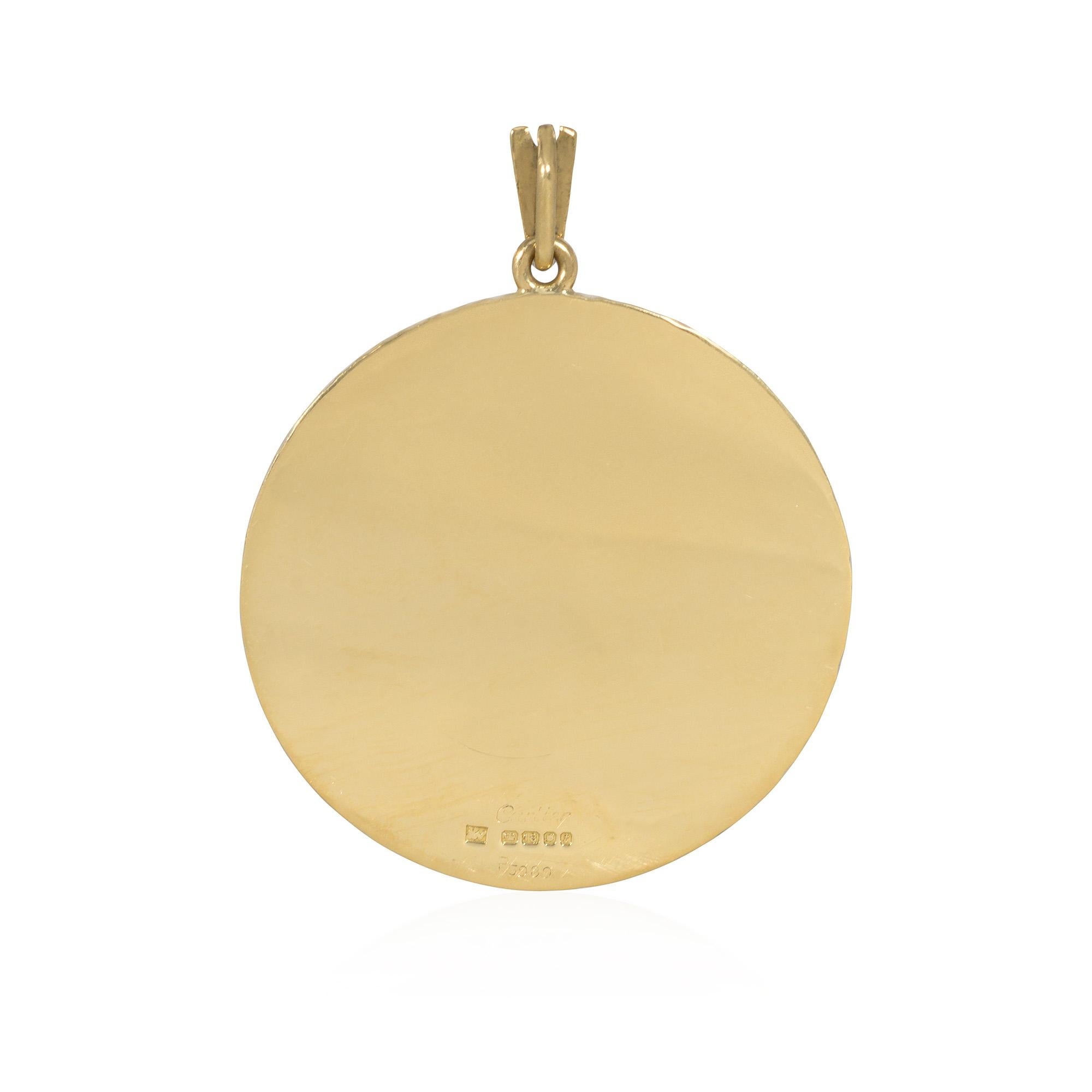 Modern Kutchinsky for Cartier 1970s Gold Commemorative Moon Landing Pendant For Sale