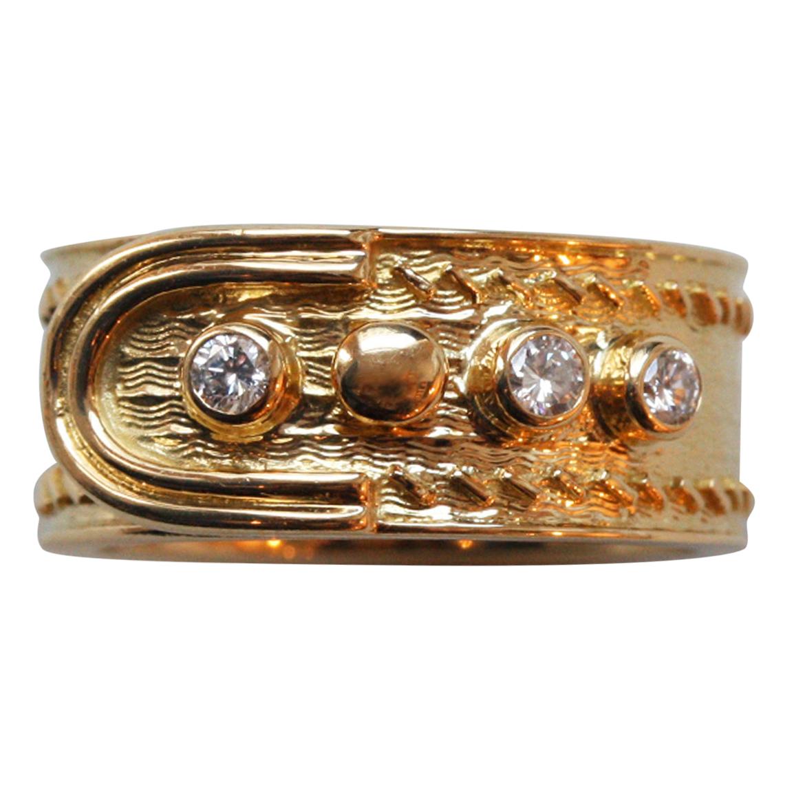 Kutchinsky Gold and Diamond Buckle Ring For Sale