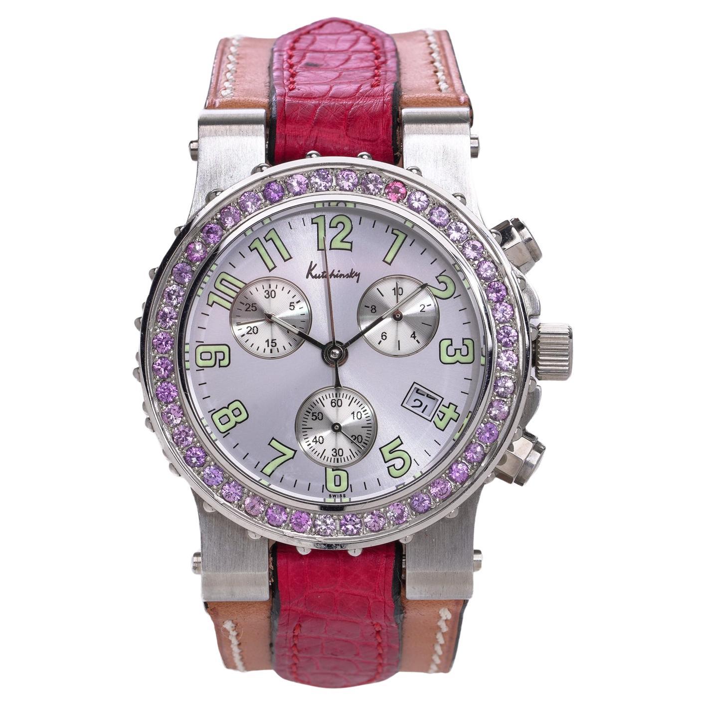 Cronografo Kutchinsky "Hippocampe" in edizione limitata con lunetta in zaffiro rosa