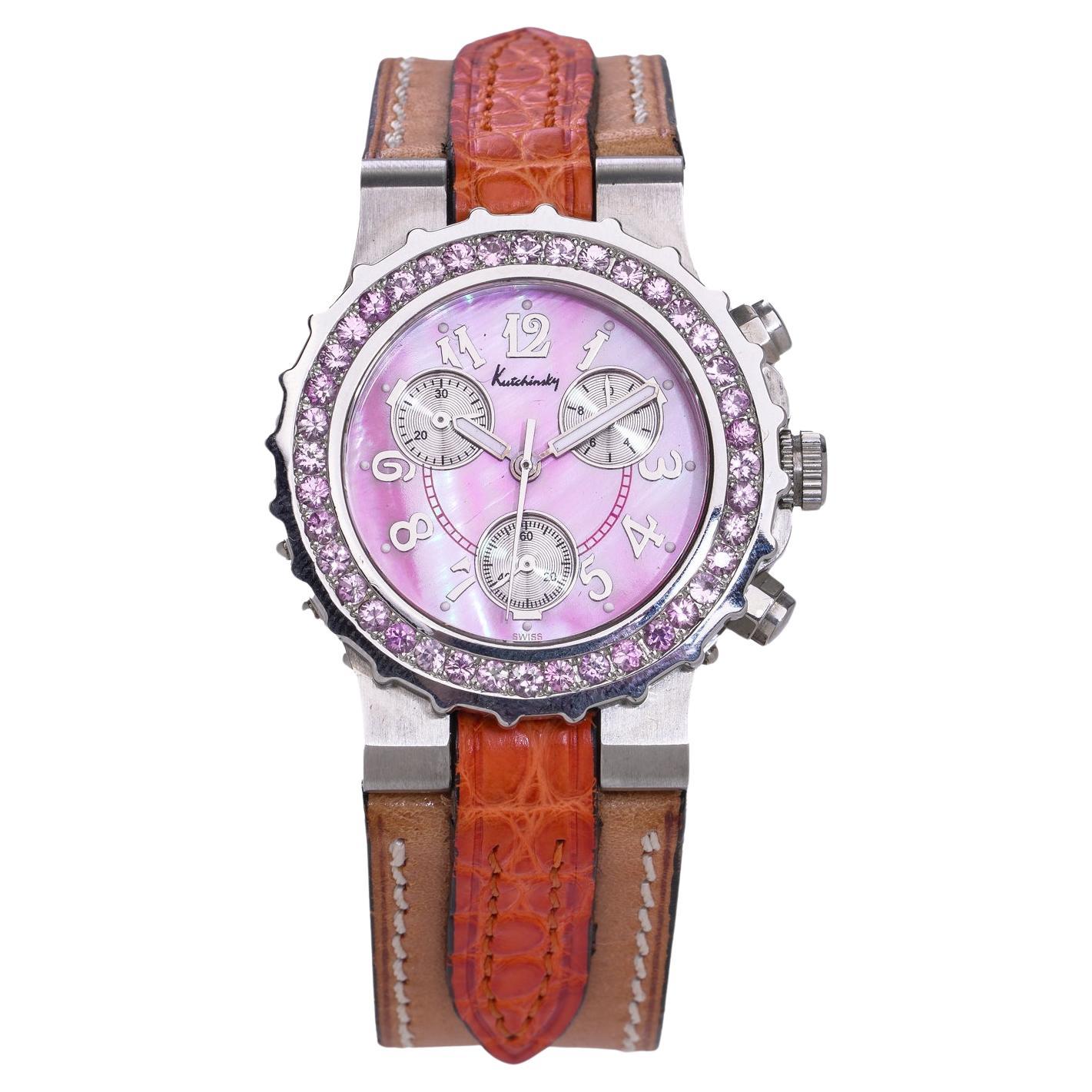 Kutchinsky "Hippocampe" Limited Edition Rosa Perlmutt Chronograph Uhr.