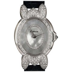 Kutchinsky Ladies White Gold Diamond Mother-of-Pearl Ovaline Quartz Wristwatch