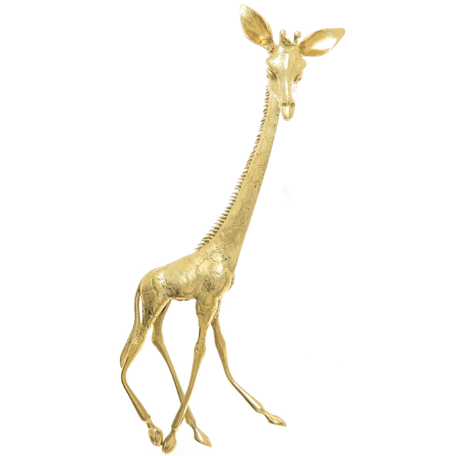 Kutchinsky Large Yellow Gold Giraffe Brooch